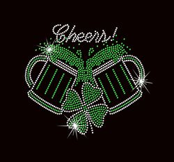 cheers png, st patricks day png, drink beer bling rhinestone shamrock png