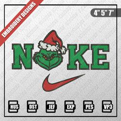 christmas embroidery designs, nike christmas designs, nike grinch face embroidery designs, digital download