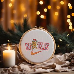 christmas embroidery designs, nike christmas designs, gingerbread christmas nike embroidery designs, digital download