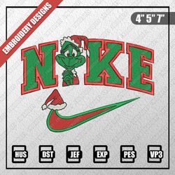 christmas embroidery designs, nike christmas designs, nike grinch embroidery designs, digital download