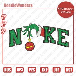 nike grinch hand embroidery designs, christmas christmas designs, nike embroidery designs, digital file