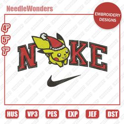 nike pikachu santa embroidery designs, christmas christmas designs, nike embroidery designs, digital file