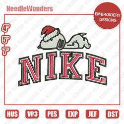 snoopy nike christmas embroidery designs, christmas christmas designs, nike embroidery designs, digital file