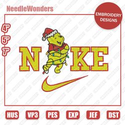 nike pooh christmas lights embroidery designs, christmas christmas designs, nike embroidery designs, digital file