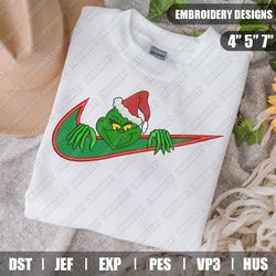 nike x grinch embroidery files, christmas embroidery designs, nike embroidery designs files, instant download