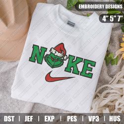 nike grinch face embroidery files, christmas embroidery designs, nike embroidery designs files, instant download