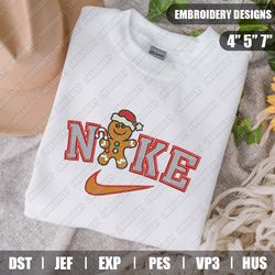 gingerbread christmas nike embroidery files, christmas embroidery designs, nike embroidery designs files, instant downlo