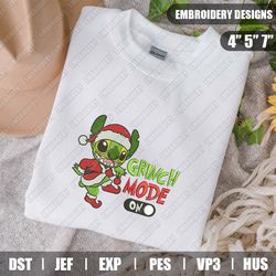 stitch x grinch mode on christmas embroidery files, disney christmas embroidery designs, disney embroidery designs files