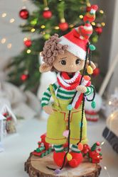 little santa's helper crochet toy cute christmas elf, pdf english  pattern elf crochet pattern animals amigurumi toy han