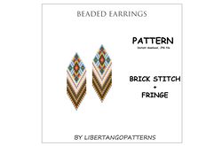 stitch brick pattern, native american beaded pattern, seed bead pattern, fringe earrings pattern, instant download