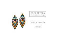 native american earrings pattern, mexican tribal earrings, brick stitch pattern, miyuki delica pattern, beading pattern