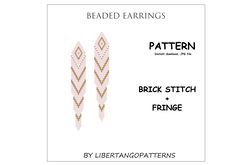 brick stitch pattern, beaded earrings with fringe, pattern print earrings diy, seed bead patternm, beadwork, weaving