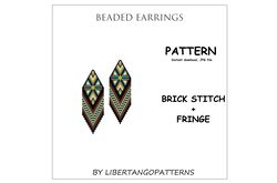 stitch brick pattern, native american beaded earrings, fringe bead pattern, square stitch pattern, instant download