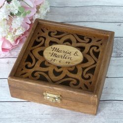 wedding coins box. personalized, engraved arras box. ducat box. wedding gift box. jewelry box. wedding ring box.