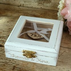 wedding ring box. pillow holder. wooden ring bearer rustic shabby chic. unique ring pillow alternative, custom engraved.