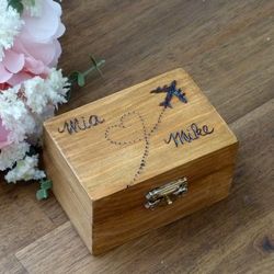 travel wedding ring box. rustic ring holder personalized. ring bearer box. ring pillow bearer. wedding destination.