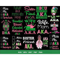 alpha kappa alpha svg bundle, alpha kappa alpha svg, sorority svg, aka woman svg