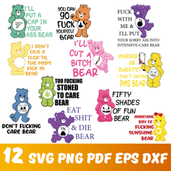 evil care bears svg bundle, care bears layered cricut, funny svg, funny care bears svg bundle, sarcastic care bears svg