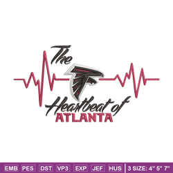the heartbeat of atlanta falcons embroidery design, atlanta falcons embroidery, nfl embroidery, logo sport embroidery.