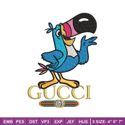 toucan sam gucci embroidery design, toucan sam embroidery, cartoon design, embroidery file, gucci logo, instant download