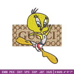 tweety gucci embroidery design, tweety gucci cartoon embroidery, cartoon design, embroidery file, digital download.