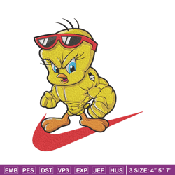 tweety nike embroidery design, tweety embroidery, embroidery file, nike embroidery, anime shirt, digital download