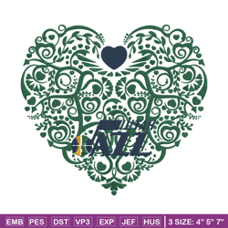 utah jazz heart embroidery design, nba embroidery, sport embroidery, embroidery design, logo sport embroidery