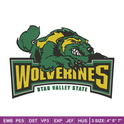 utah valley wolverines logo embroidery design,ncaa embroidery,embroidery design, logo sport embroidery, sport embroidery