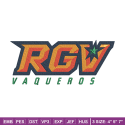 utrgv vaqueros logo embroidery design, ncaa embroidery, sport embroidery, embroidery design ,logo sport embroidery.