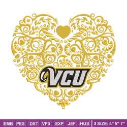 vcu rams heart embroidery design, ncaa embroidery, sport embroidery, logo sport embroidery, embroidery design