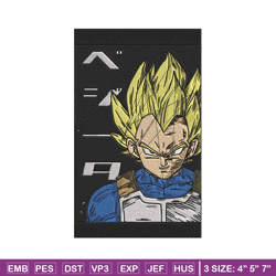 vegeta poster embroidery design, dragonball embroidery, embroidery file,anime embroidery, anime shirt, digital download