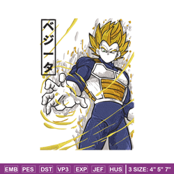 vegeta ssj embroidery design, dragonball embroidery,embroidery file, anime embroidery, anime shirt, digital download