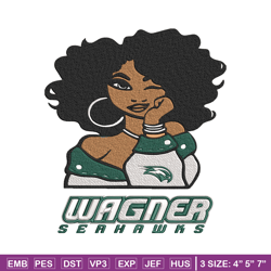 wagner seahawks girl embroidery design,ncaa embroidery, embroidery design, logo sport embroidery, sport embroidery.