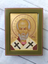 saint nicholas | hand painted icon | handmade icon | icon painting | christian jewelry | icon on wood | patron saint