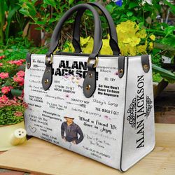 alan jackson music leather handbag, alan jackson 1 gift for her woman, vintage gift for fan