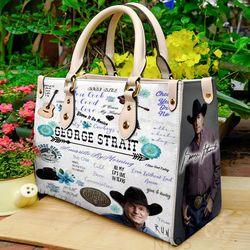 george strait music leather handbag, george strait gift for her woman, vintage gift for fan