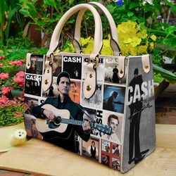 johnny cash leather handbag, johnny cash pu purse gift for her woman, vintage gift for fan
