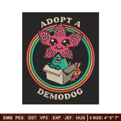 adpot a demodog embroidery design, demodog embroidery, embroidery file, anime embroidery, anime shirt, digital download