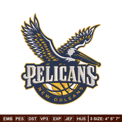 orleans pelicans design embroidery design, nba embroidery, sport embroidery,embroidery design, logo sport embroidery