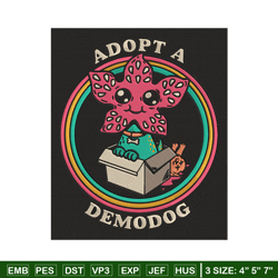 adpot a demodog embroidery design, demodog embroidery, embroidery file, anime embroidery, anime shirt, digital download