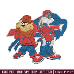 taz and bugs kriss kross buffalo bills embroidery design, buffalo bills embroidery, nfl embroidery, sport embroidery.