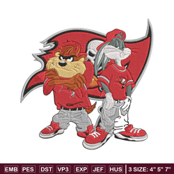 taz and bugs kriss kross tampa bay buccaneers embroidery design, buccaneers embroidery, nfl embroidery, sport embroidery