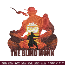 the blind monk embroidery design, poster embroidery, embroidery file, anime embroidery, anime shirt, digital download