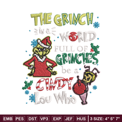 the grinch logo embroidery design, grinch christmas embroidery, grinch design, embroidery file, instant download