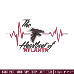 the heartbeat of atlanta falcons embroidery design, atlanta falcons embroidery, nfl embroidery, logo sport embroidery.