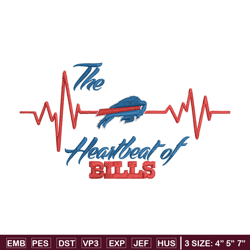 the heartbeat of buffalo bills embroidery design, bills embroidery, nfl embroidery, sport embroidery, embroidery design.