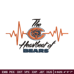 the heartbeat of chicago bears embroidery design, bears embroidery, nfl embroidery, sport embroidery, embroidery design.