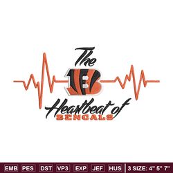 the heartbeat of cincinnati bengals embroidery design, cincinnati bengals embroidery, nfl embroidery, sport embroidery.