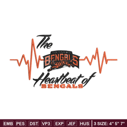 the heartbeat of cincinnati bengals embroidery design, cincinnati bengals embroidery, nfl embroidery, sport embroidery