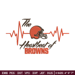 the heartbeat of cleveland browns embroidery design, cleveland browns embroidery, nfl embroidery, logo sport embroidery,